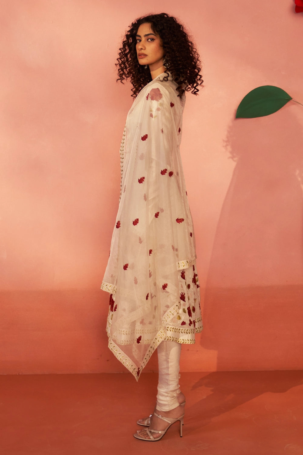 Gulaab Ghar Chanderi Silk Ivory Kurta Set