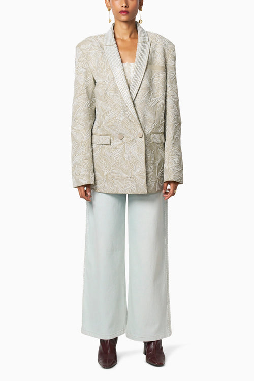 Coco White Blouse With Aria Jeans and Dune Jacket