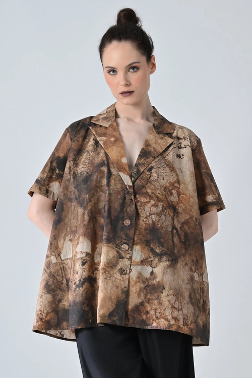 Brown Terra Brush Printed Shirt