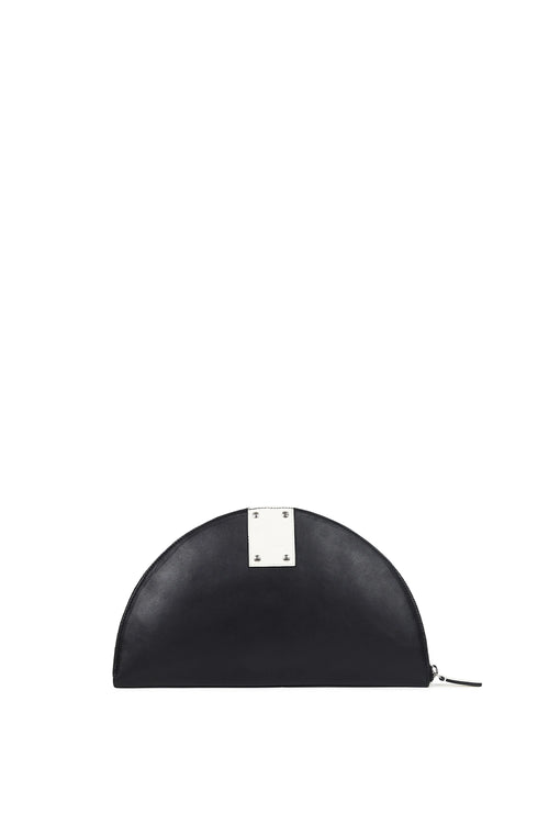 Lussa Black White Half Moon Clutch Bag