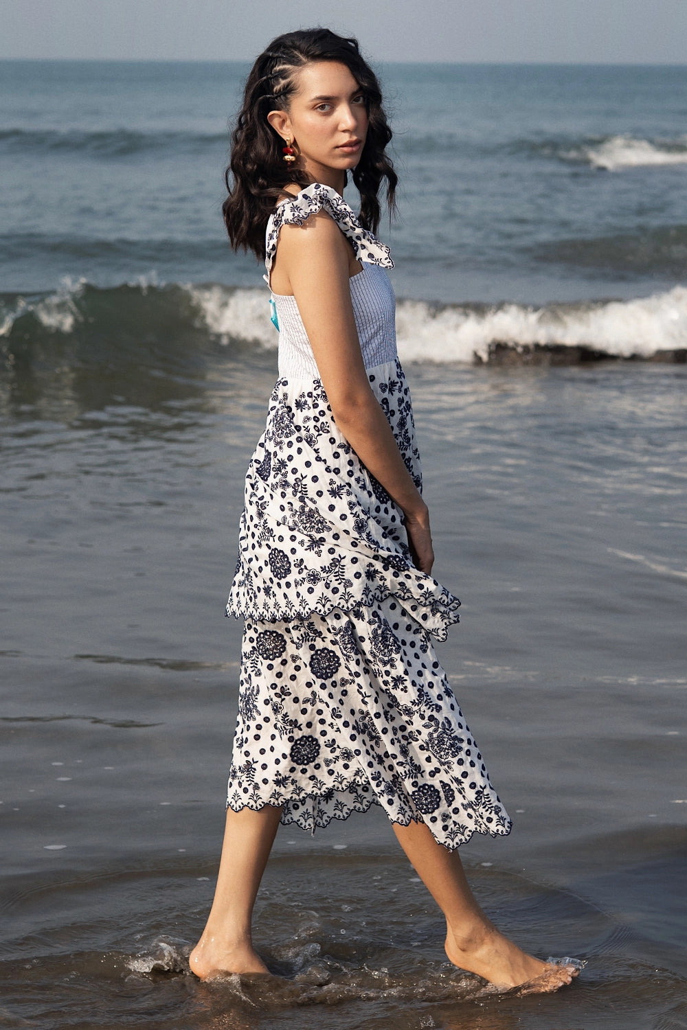 Layered Floral Midi Dress