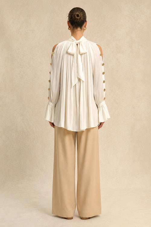 Ivory White Halter Neck Blouse