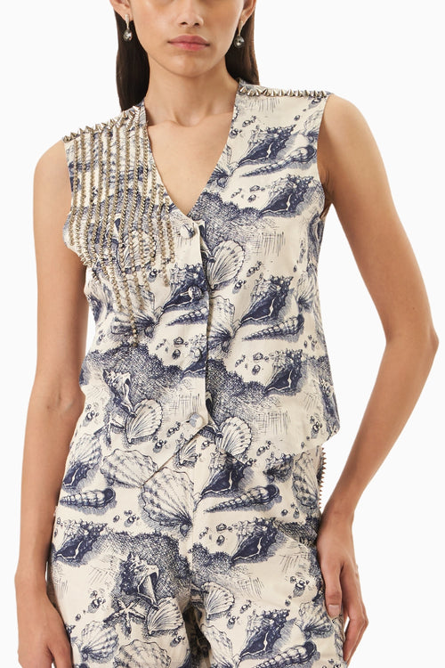 Marine Mood Embellished Waist Coat
