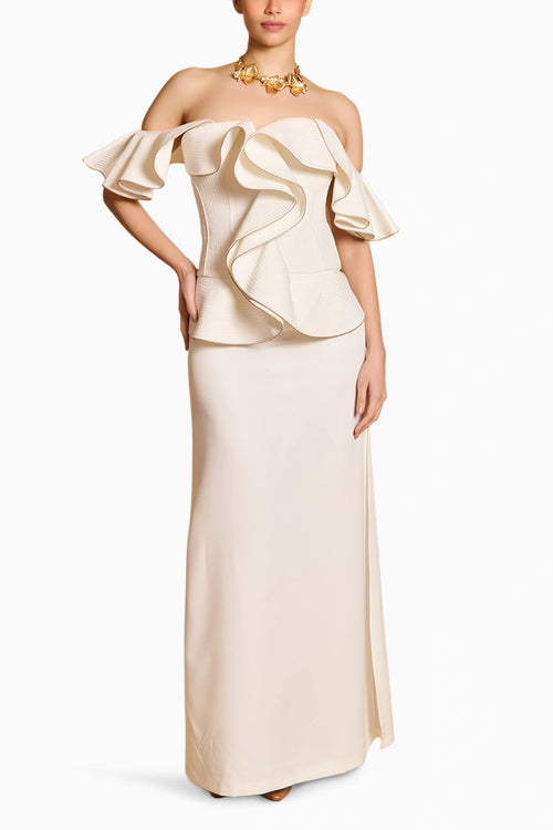 Spectrum Ivory Flap Corset With Maxi Skirt