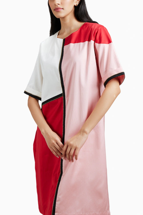 Salmon Red Block Co-ord Set