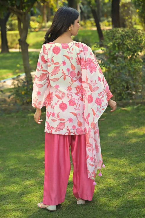 Pink Cotton Chanderi Farshi Suit