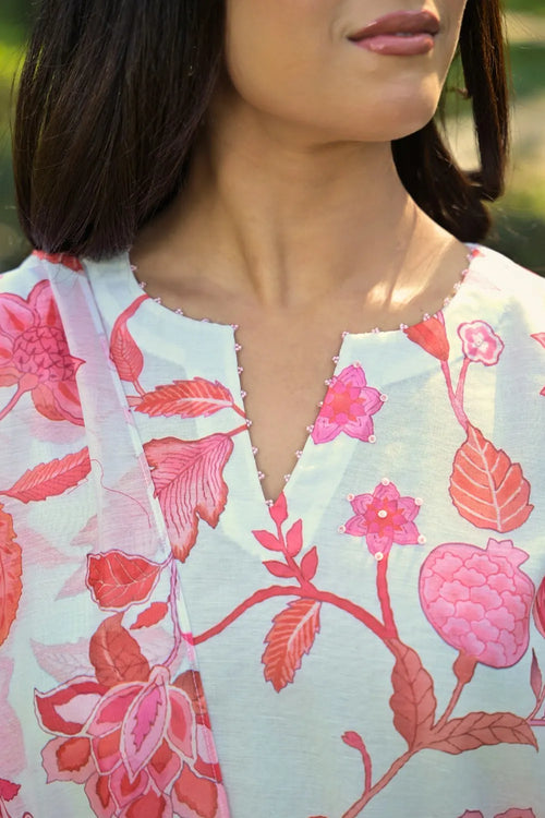Pink Cotton Chanderi Farshi Suit