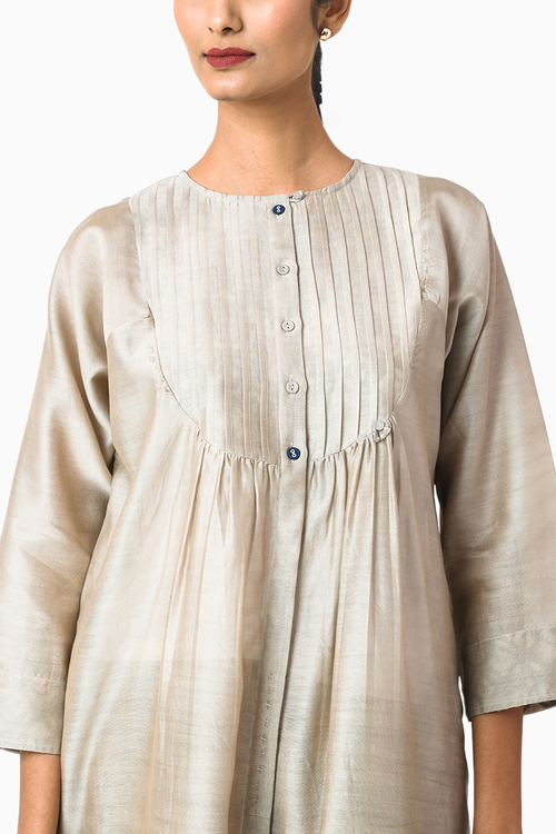 Latte CrÃƒÂ¨me Chanderi Tunic with Salwar Set