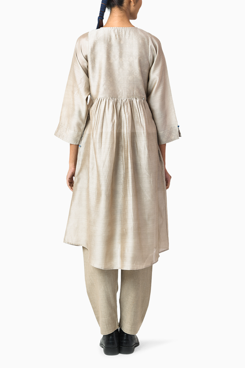 Latte CrÃƒÂ¨me Chanderi Tunic with Salwar Set