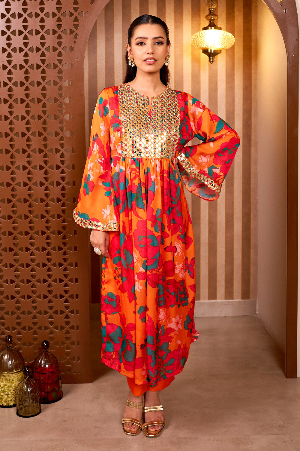 Nadine Orange Kurta Set