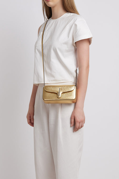 Claudia Mini Metallic Gold Crossbody Bag