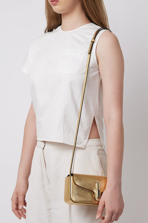 Claudia Mini Metallic Gold Crossbody Bag