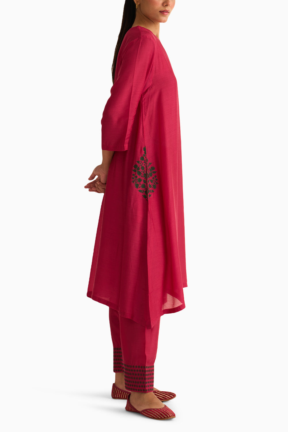 Gia Pocket Style Rani Pink Kurta Set