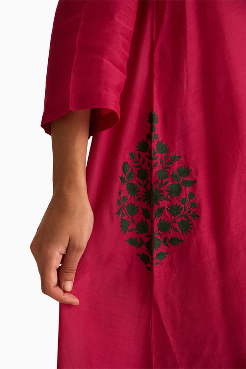 Gia Pocket Style Rani Pink Kurta Set
