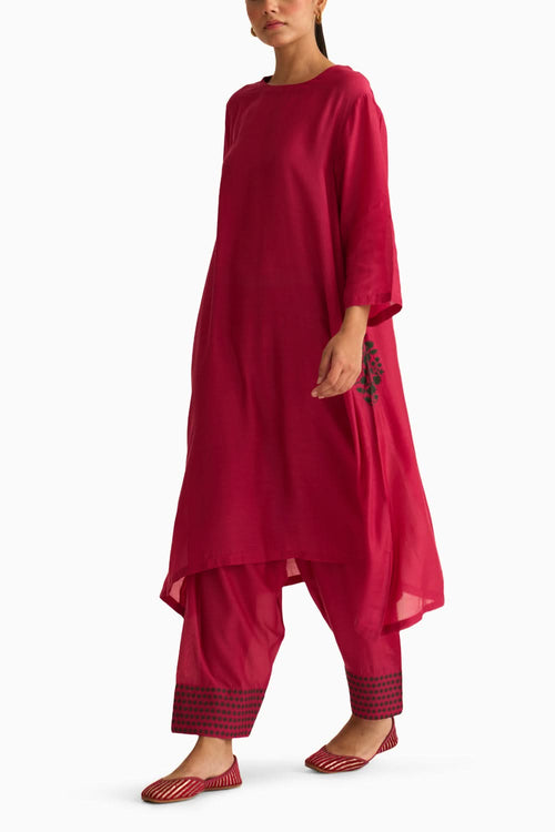 Gia Pocket Style Rani Pink Kurta Set