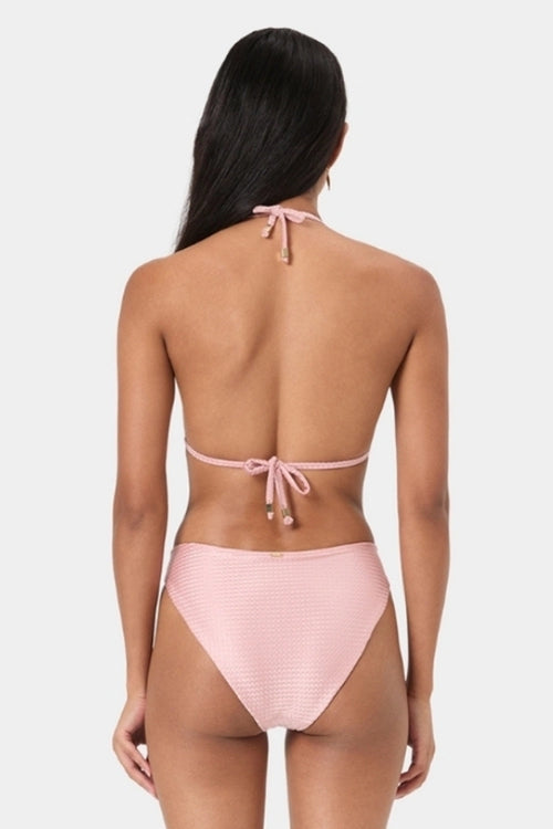 Blush Textured Mid Rise Bikini Bottom
