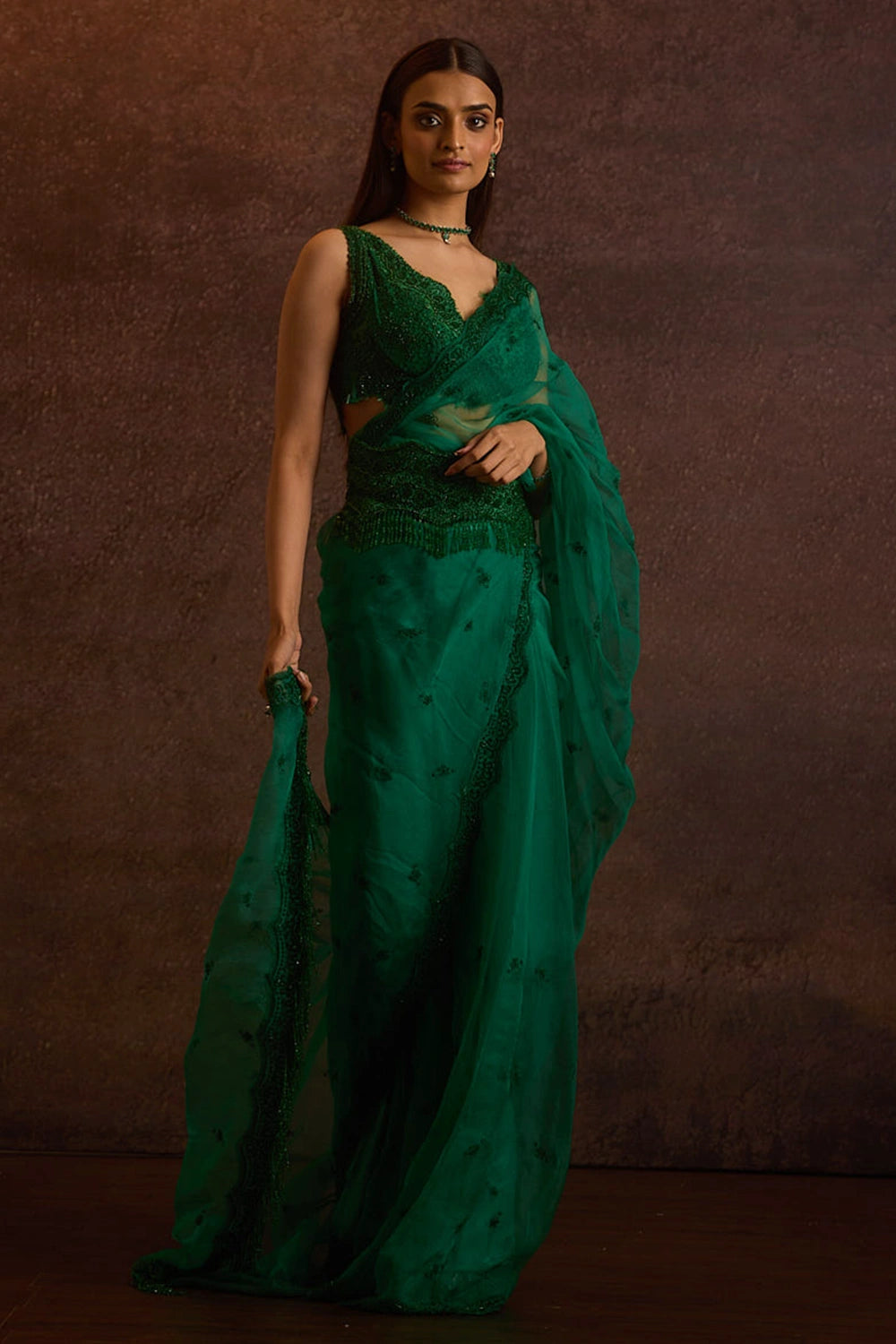 Arham Pre Draped Saree, Belt And Blouse