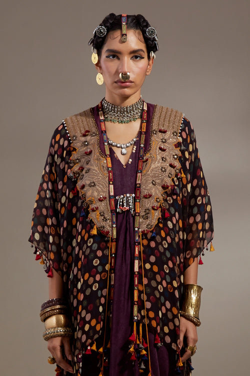 Jamuni Anka Blouse And Drapped Skirt With Veni Dupatta Jacket Set