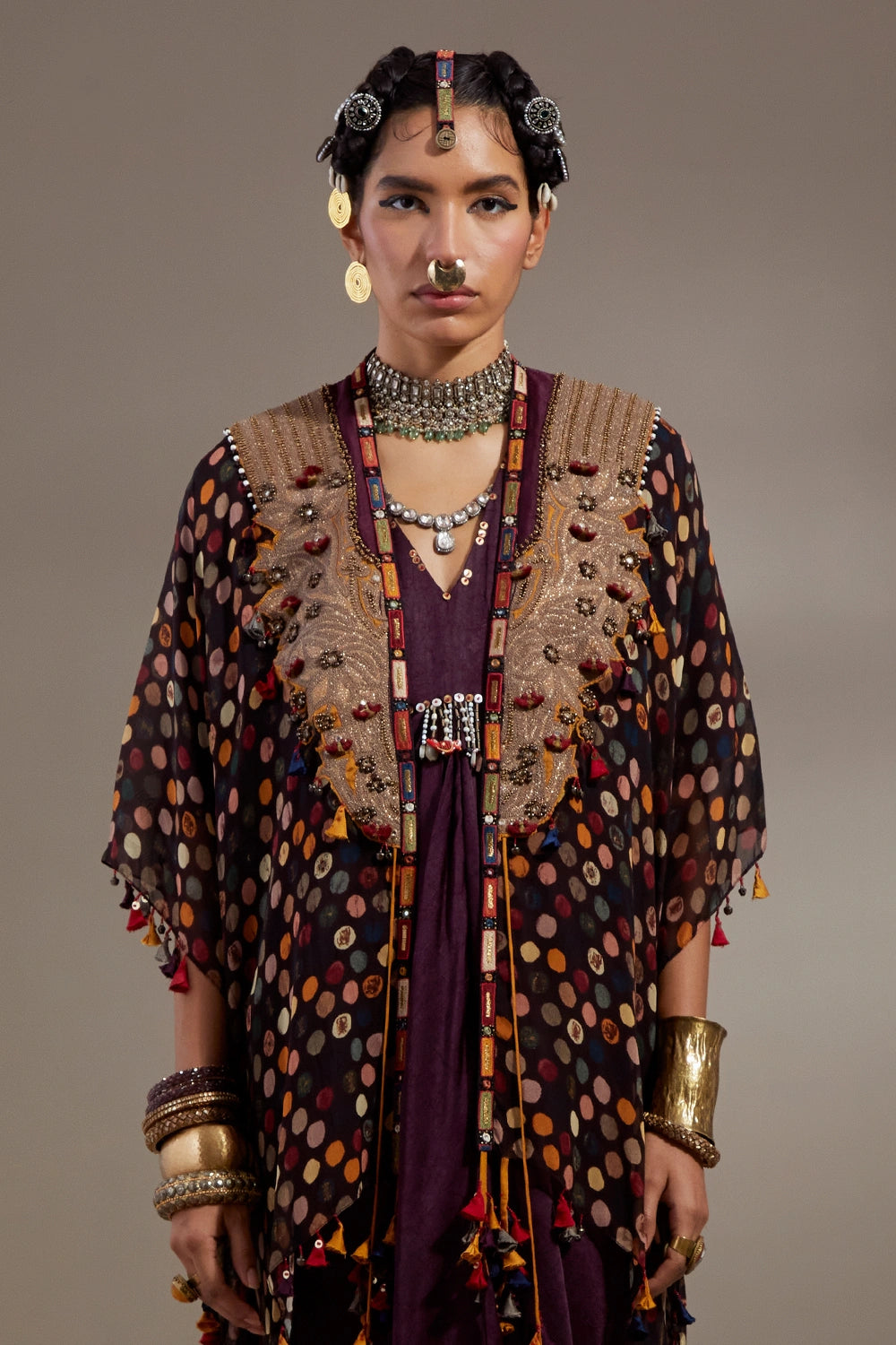 Jamuni Anka Blouse And Drapped Skirt With Veni Dupatta Jacket Set