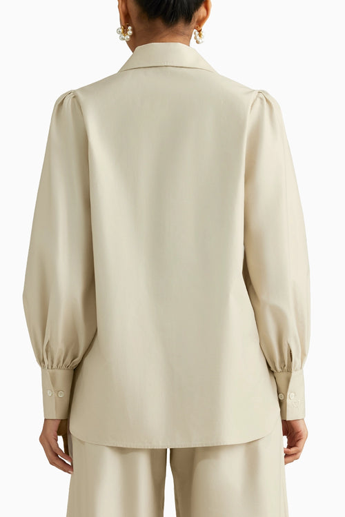 Cream Silk Bishop Sleeved Shirt