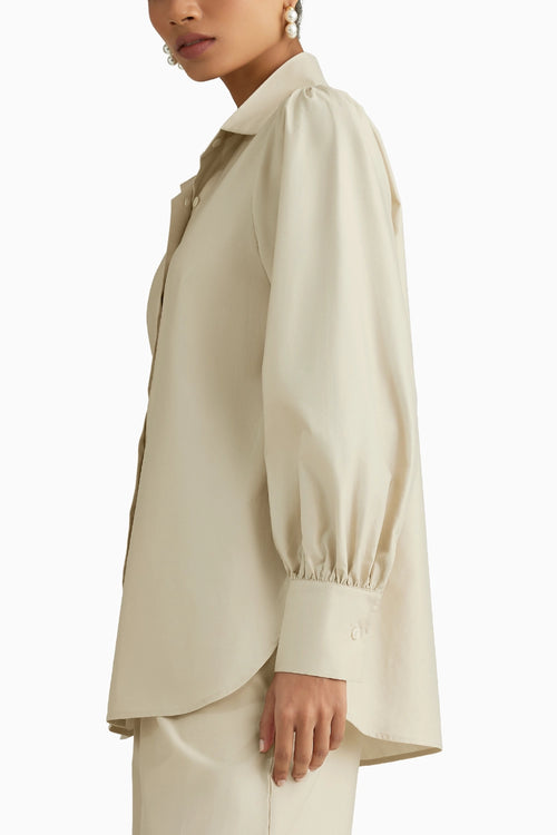Cream Silk Bishop Sleeved Shirt