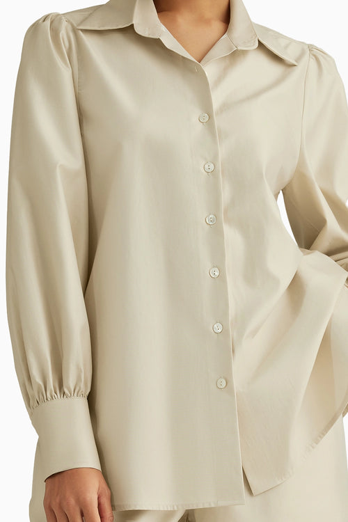 Cream Silk Bishop Sleeved Shirt