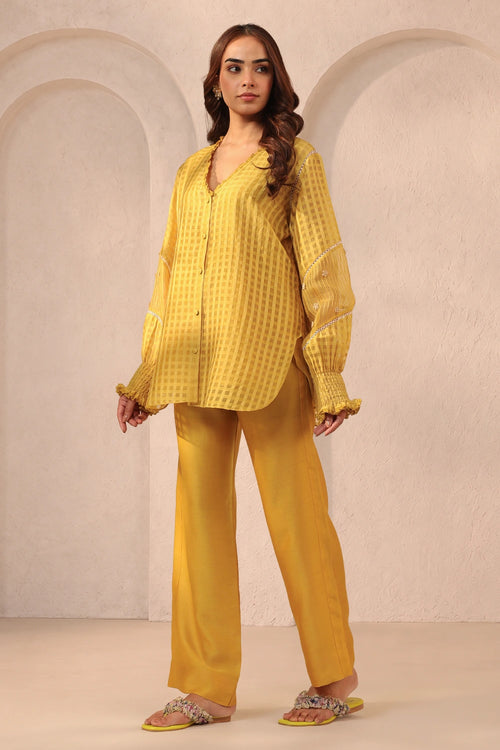 Vaayu Yellow V Neck Co-ord Set
