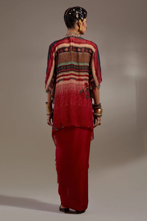 Multi Anka Veni Dupatta Jacket Set