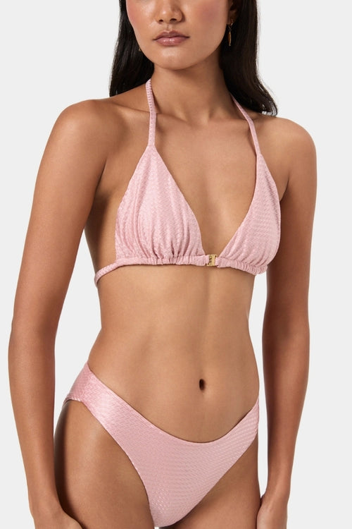 Blush Textured Mid Rise Bikini Bottom