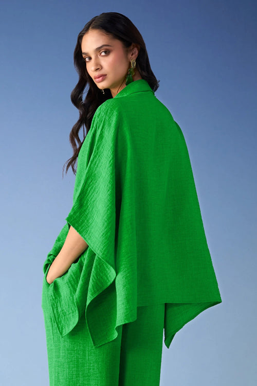 Linen-Textured Kaftan Shirt