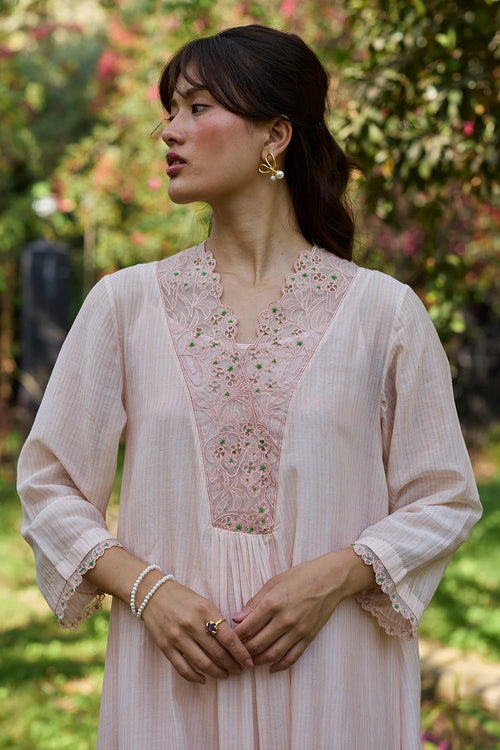 English Morning Pink Embroidered Dress