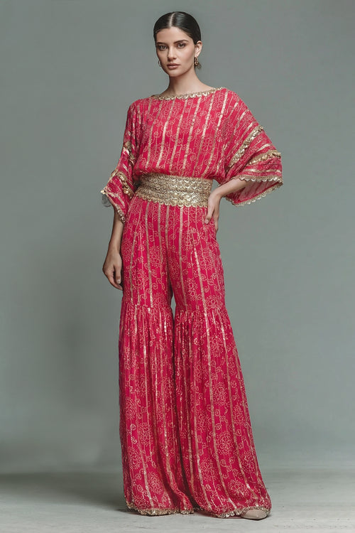 Astra Bandhini Crop Top & Sharara Set
