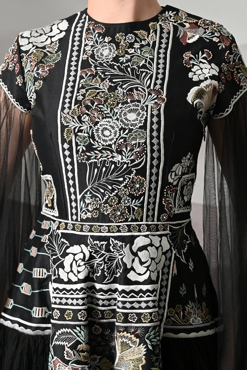 Black Gown With Contrasting Handwork