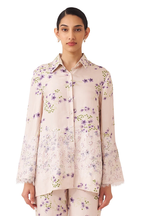 Reverie Printed Lavender Shirt
