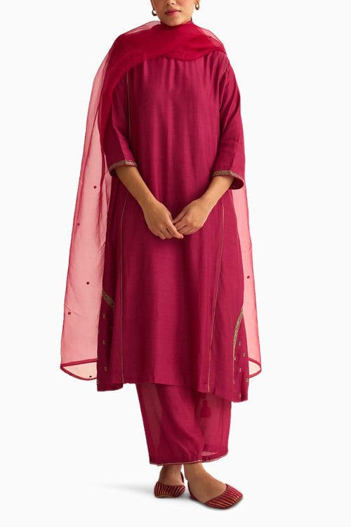 Kumud Deep Rani Pink Kurta Set with Dupatta
