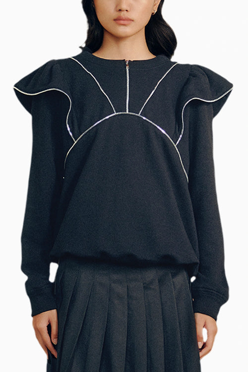 Zipper Frill Sweatshirt