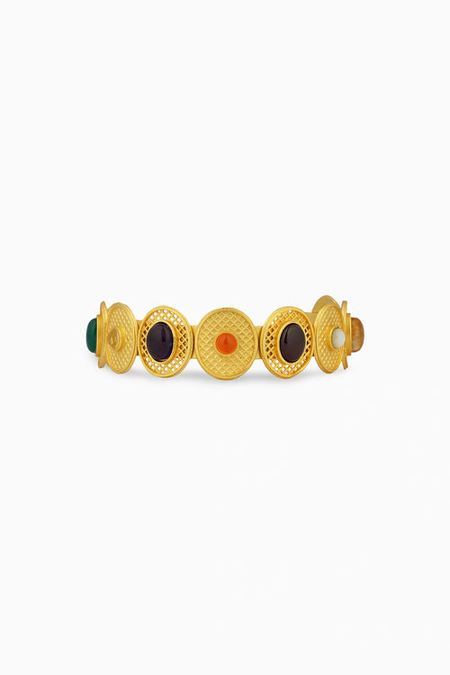 Colour Story Navratan Cuff Bracelet
