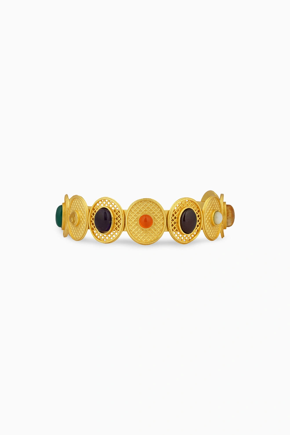 Colour Story Navratan Cuff Bracelet