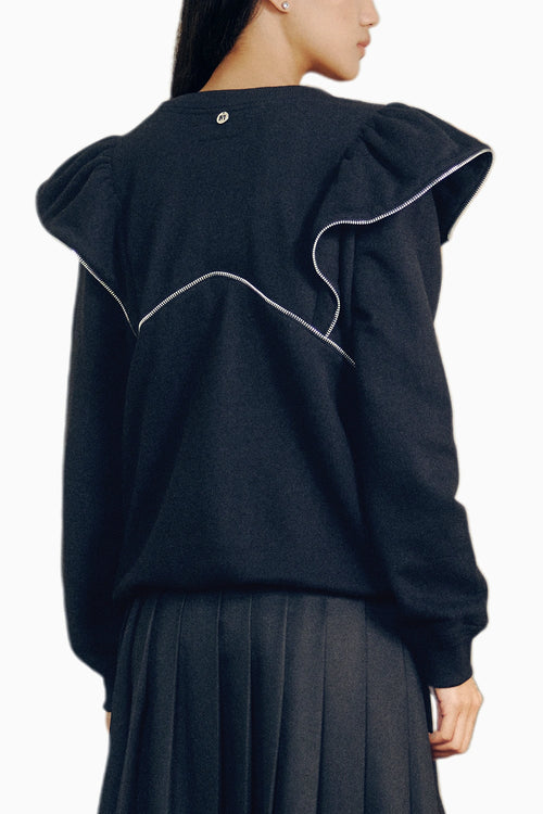 Zipper Frill Sweatshirt