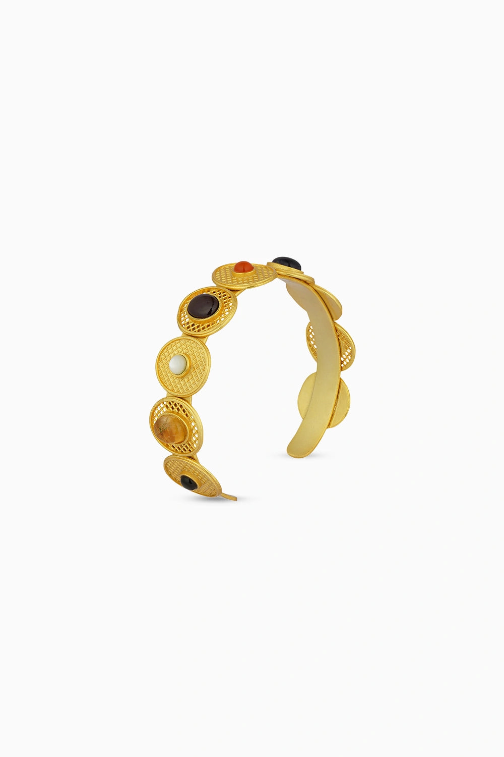 Colour Story Navratan Cuff Bracelet