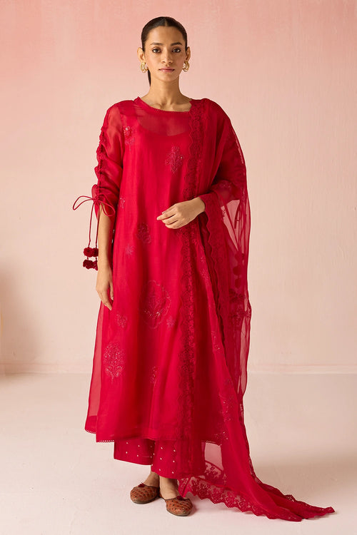 Red Ruby Bahaara Kurta Set