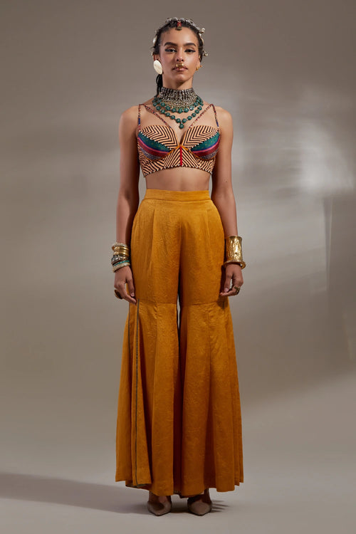 Yellow Topaz Jamuni Anka Veni Dupatta Jacket Set