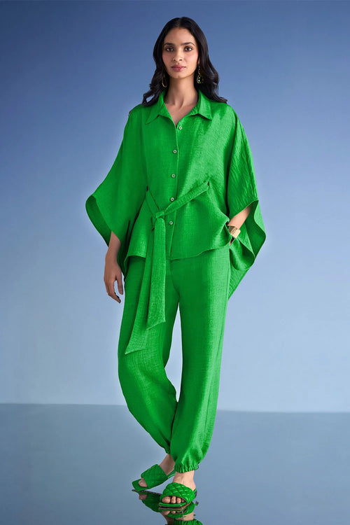 Relaxed Fit Linen-Textured Pant