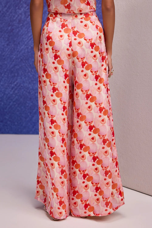 Red Aquarelle Flared Pants