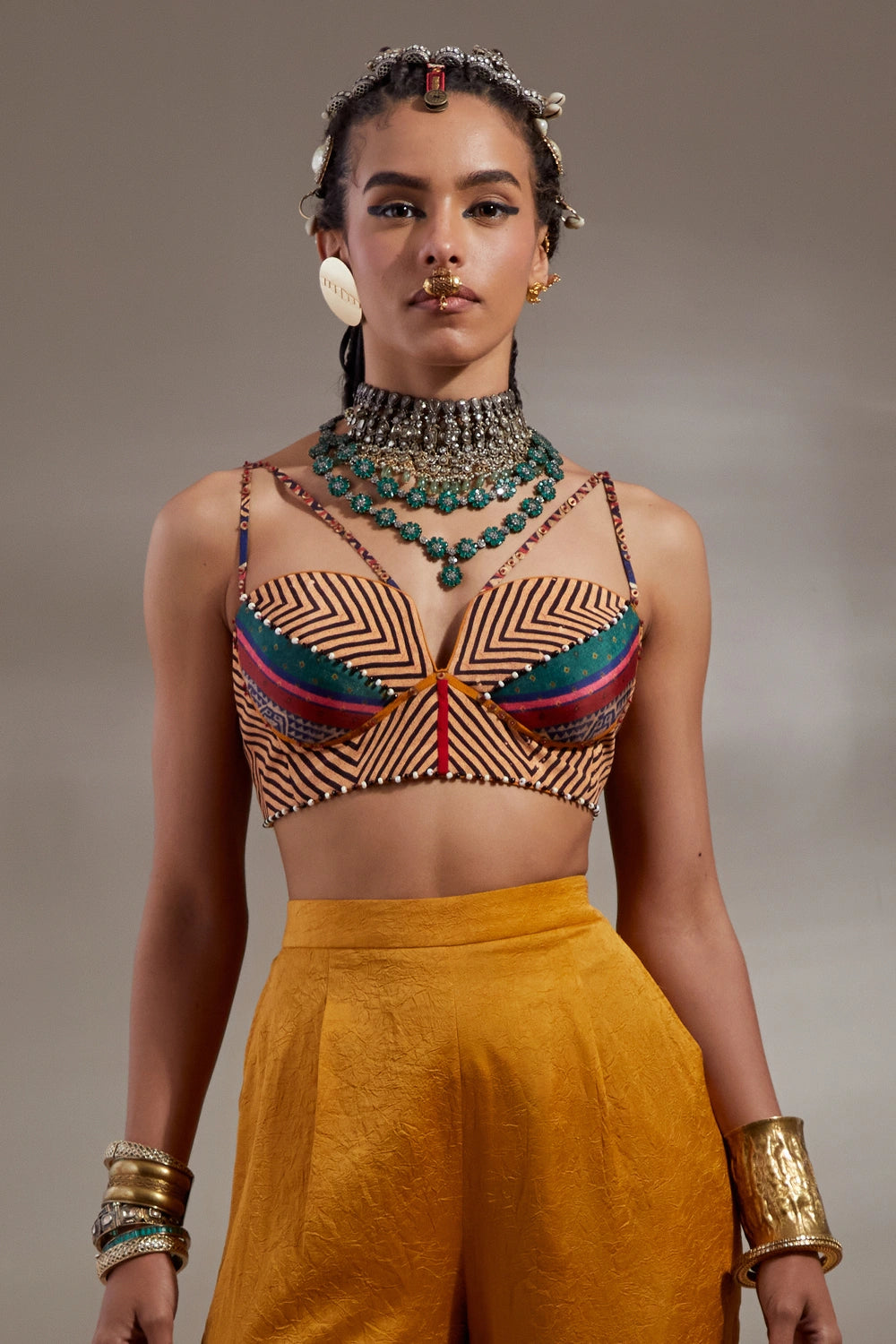Yellow Topaz Jamuni Anka Veni Dupatta Jacket Set