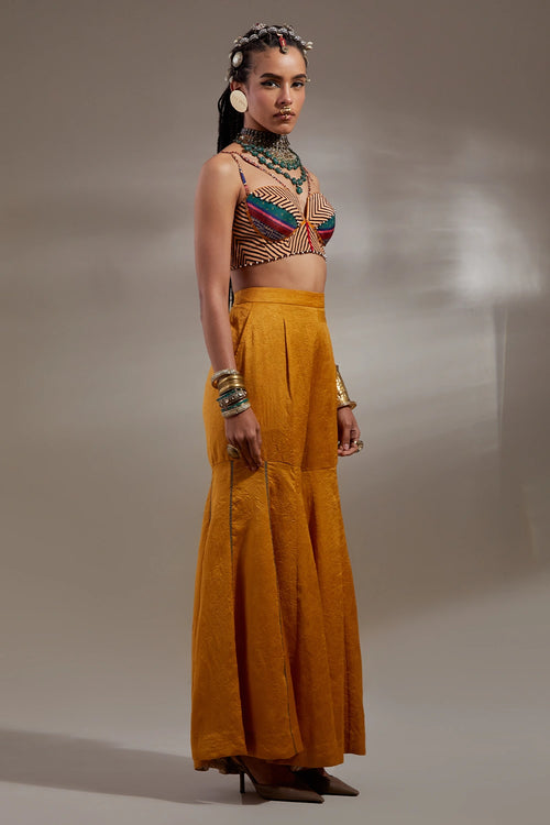 Yellow Topaz Jamuni Anka Veni Dupatta Jacket Set