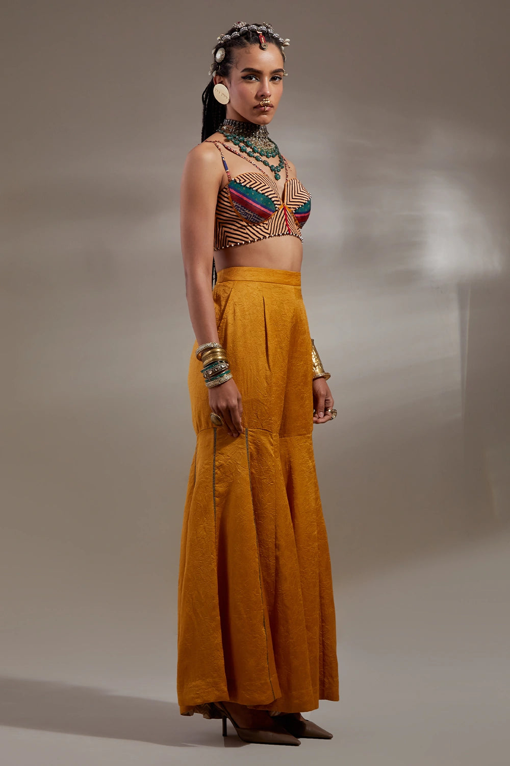 Yellow Topaz Jamuni Anka Veni Dupatta Jacket Set