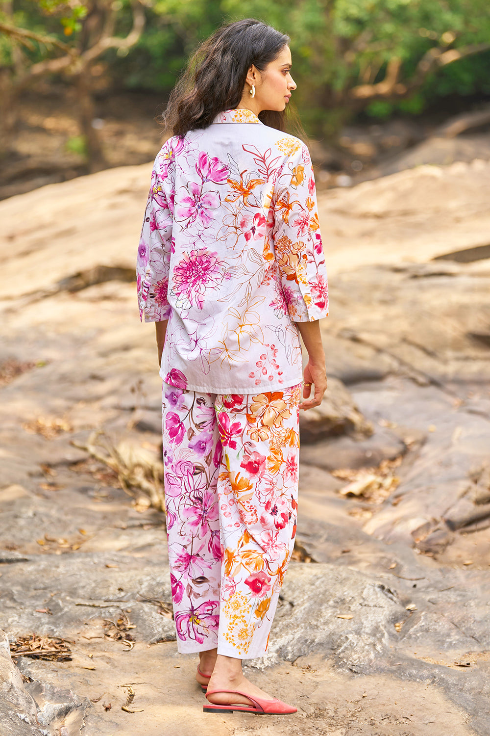 Asymmetric Floral Print Set