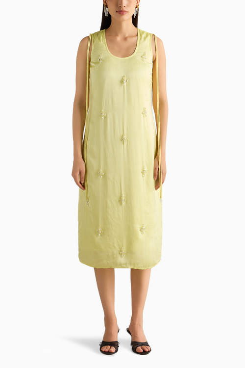 Lime Embellished Slip Dress