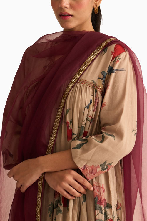 Eliza Deep Wine Dupatta